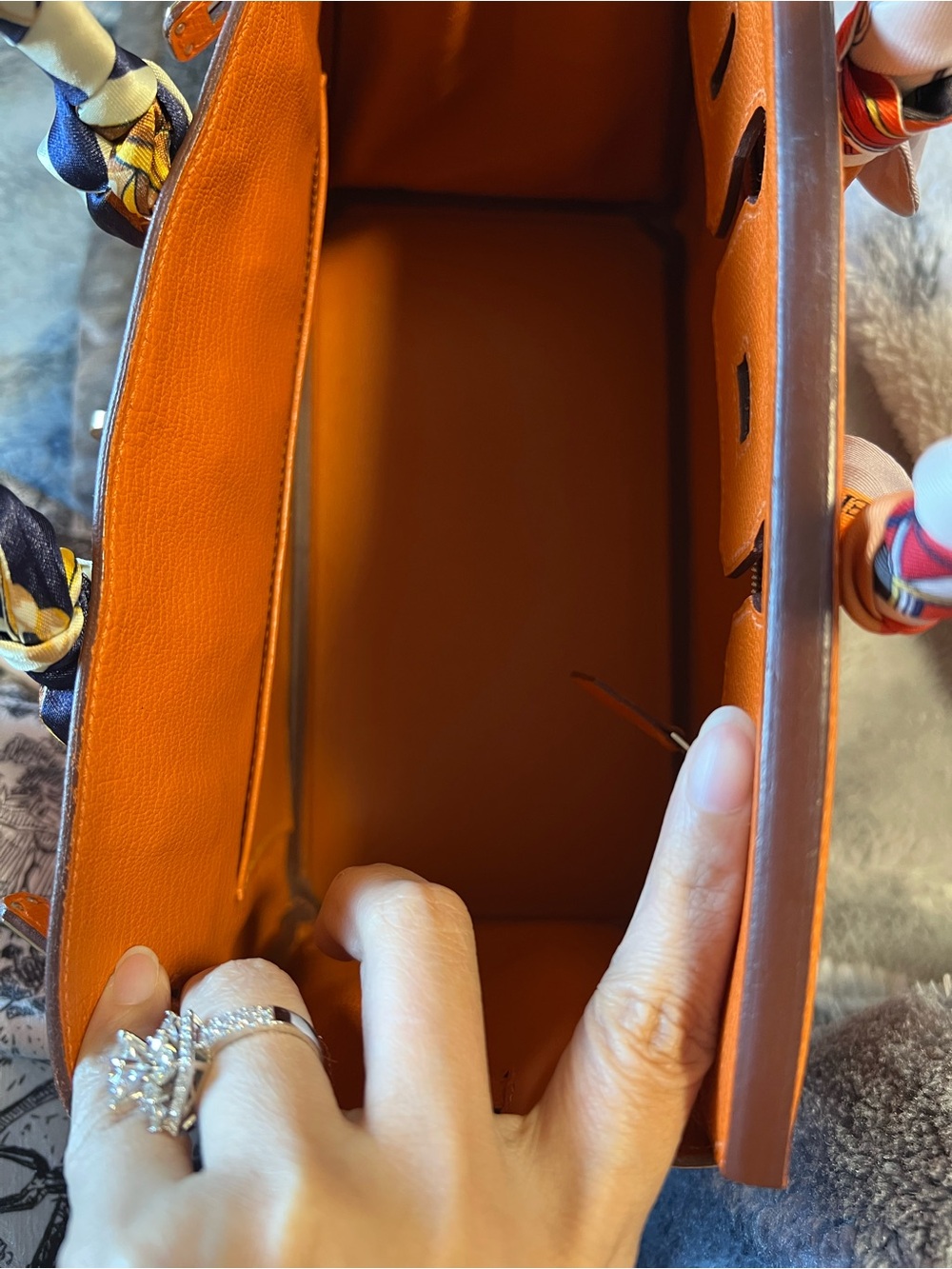 Hermes Orange Leather Satchel - Picture 13 of 15